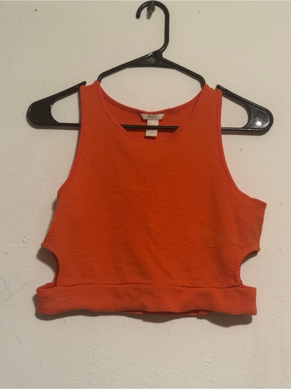 Forever 21 Women’s Orange Ribbed Crop Tank Top Size L